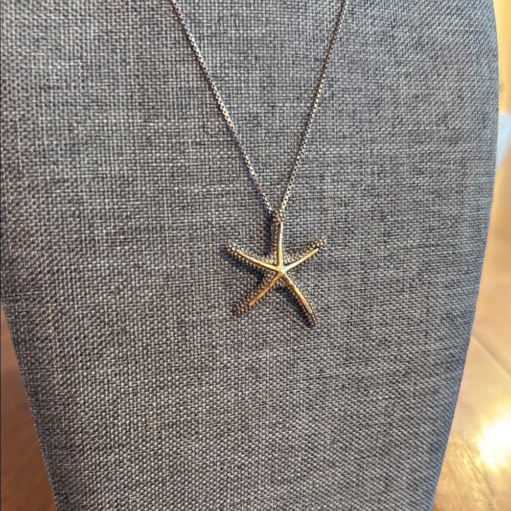 Silver and Gold Starfish Pendant Necklace